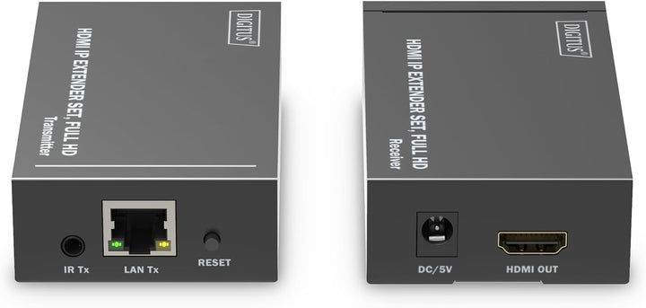 DIGITUS HDMI IP Extender Set, Full HD (1080p/60Hz), 120m Reichweite, Schwarz