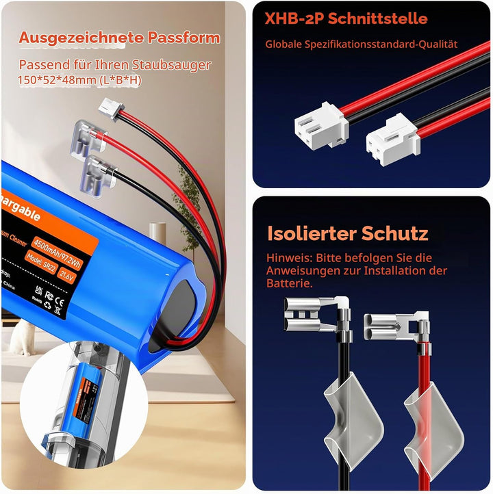 4500mAh/21,6V Nass-Trockensauger Akku für Tineco Floor ONE S3, Floor ONE S3 Breeze Cordless Wet Dry
