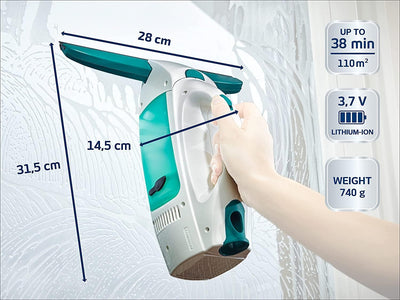 Leifheit Fenstersauger Set Dry and Clean mit 28 cm Saugdüse für 360° streifenfreie Reinigung, Fenst