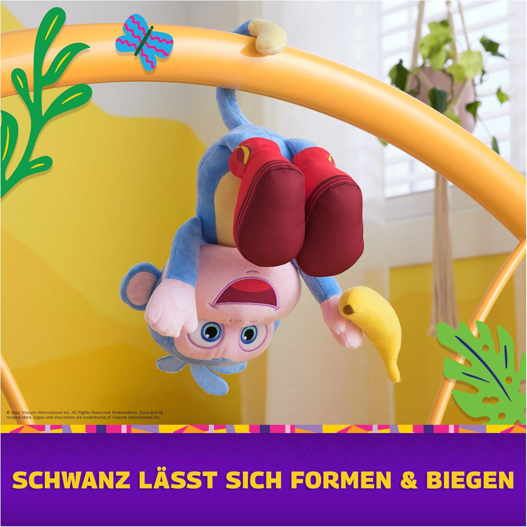 DORA Bananenfreund Boots - ca. 30 cm grosse, interaktive Plüschfigur zur beliebten TV-Serie mit 2 Li