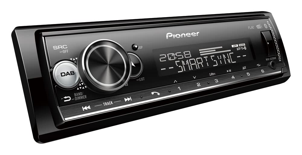 Pioneer MVH-S520DAB-AN inklusive DAB-Antenne, 1-DIN-Autoradio mit DAB+, rot, deutsche Menüführung, B