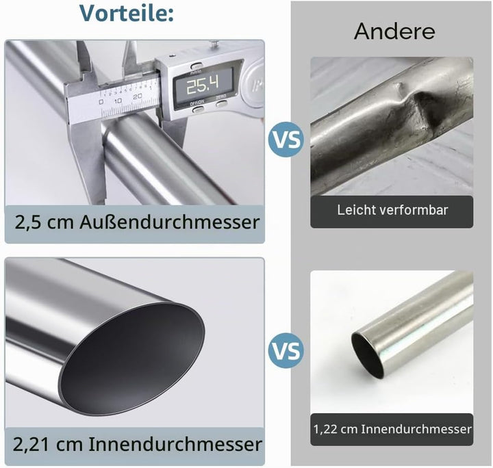 Hershii Erweiterbare Fenster-Duschvorhang-Spannstange mit ovalem Kopf, Kleiderstange für Kleiderschr