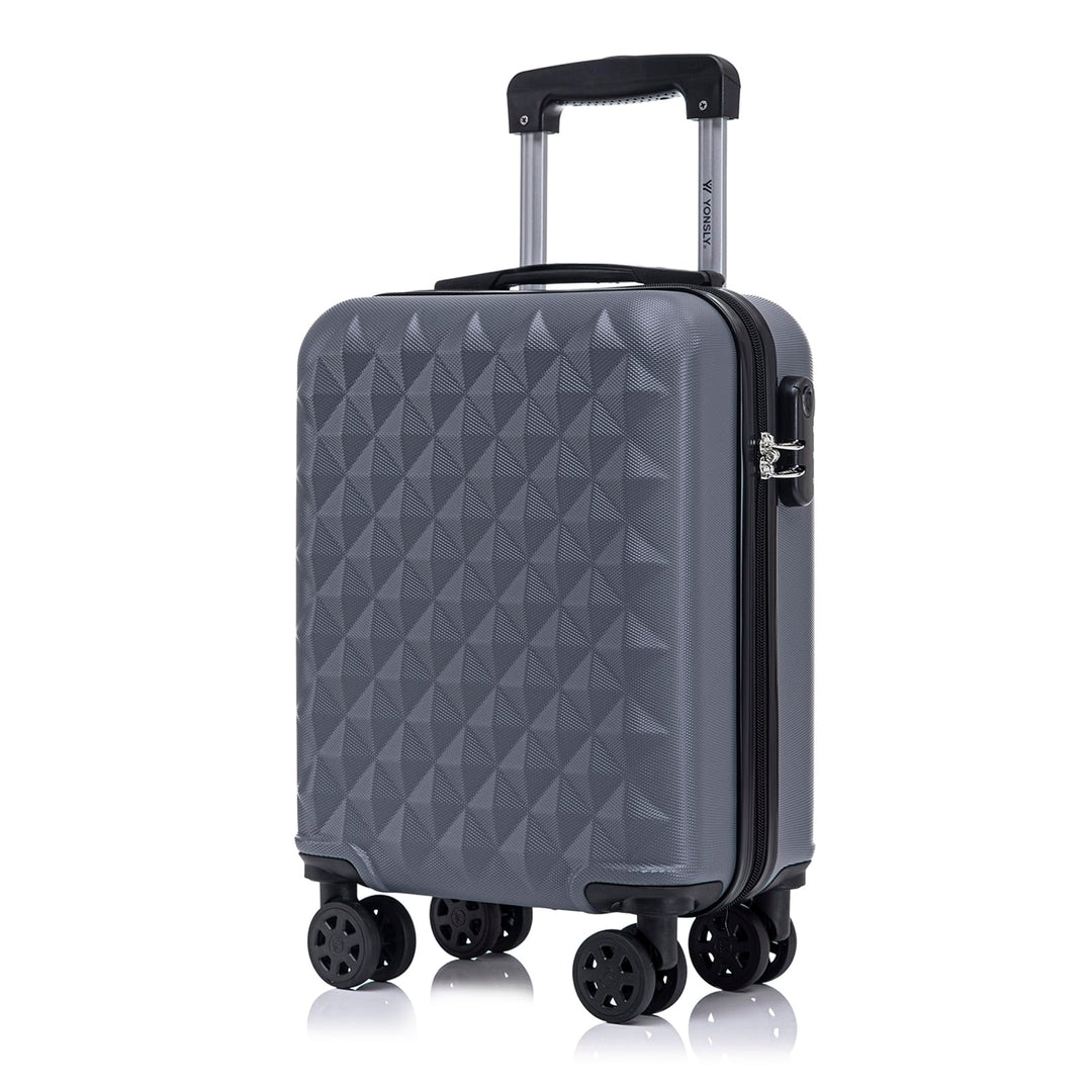 Koffer Suitcase S Grau, Trolley Reisekoffer, Kabinenkoffer Rollkoffer Handgepäck mit 4 Rollen 360°,