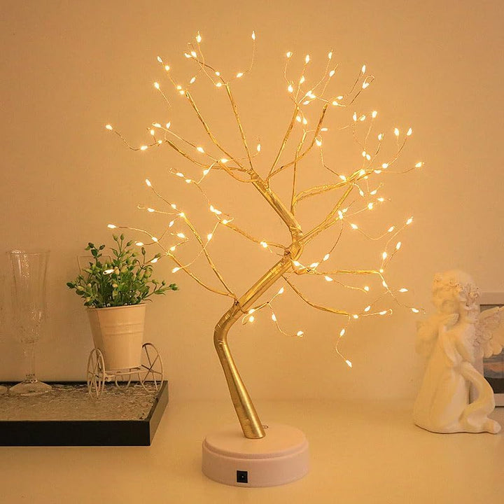 Lunartec Baum Lichterbaum: LED-Lichterbaum, 108 LEDs, USB oder Batterie, 53 cm hoch, goldfarben (Gol