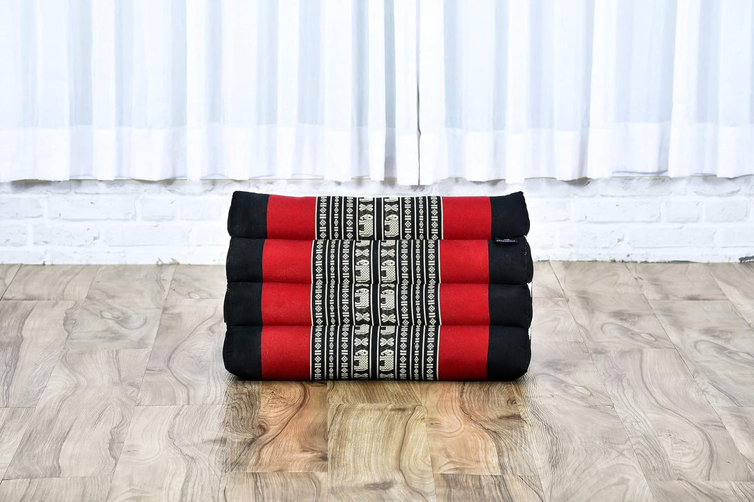 Leewadee Thai Dreieckskissen 50 x 33 x 33 cm - Feste Kapok Rückenstütze für Lesen, Bett, Sofa & Bode