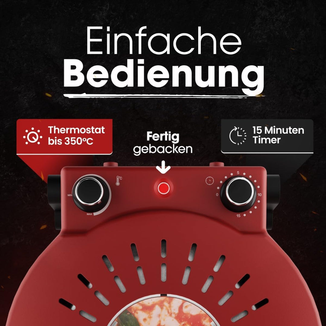 Clatronic® Pizzaofen | Pizzarette 350°C f. italienische Steinofen Pizza zu Hause | Pizzaofen elektri