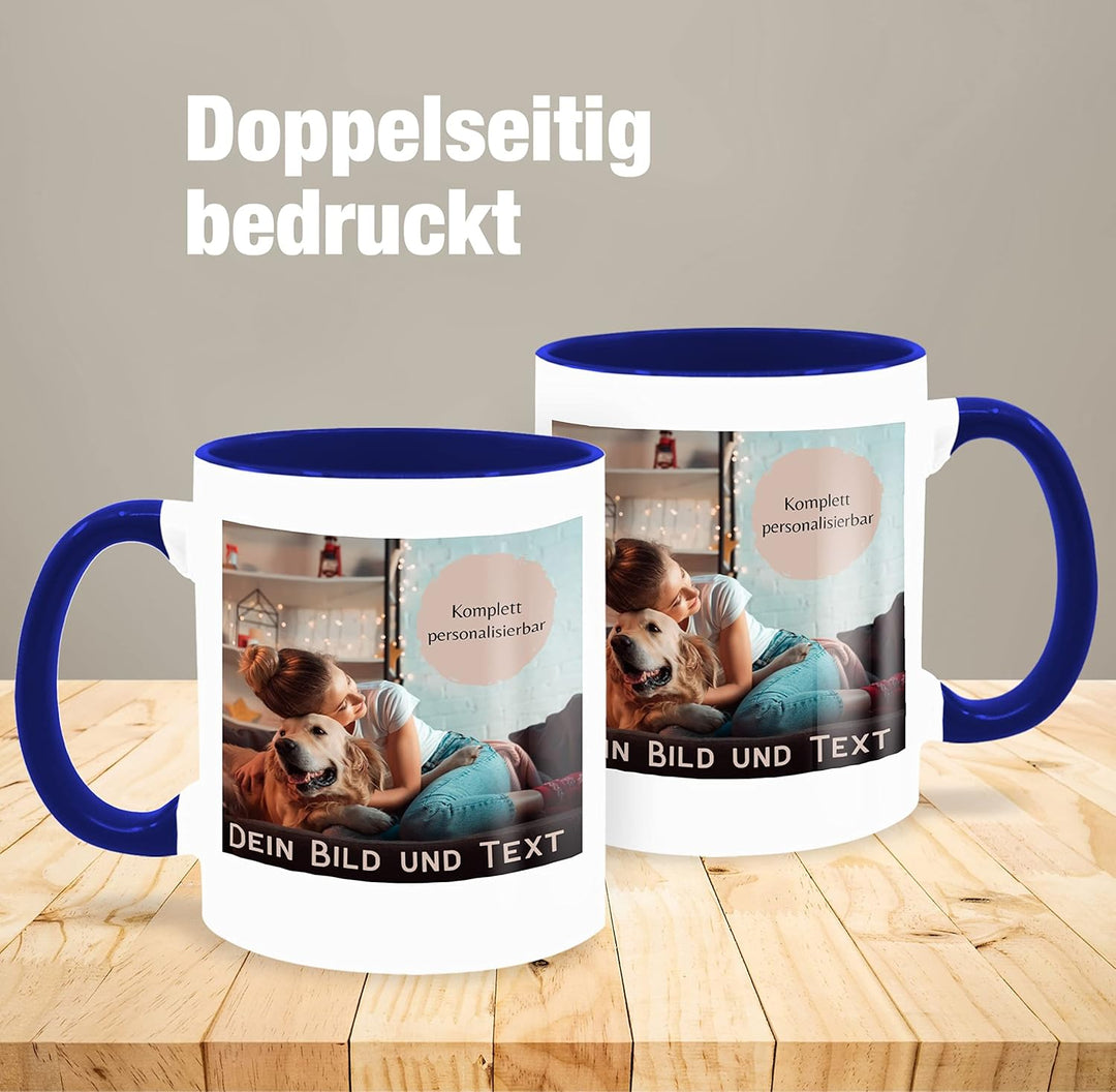 Tasse Tassen 325ml - eigenem - Foto Bild Geschenk I Dein Bild und Text - 325 ml - Dunkelblau - fotot
