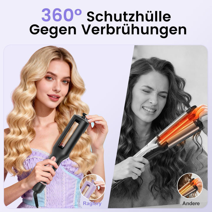 22/25/32/38mm Einstellbar Welleneisen für Haare - 4 In 1 Beach Waves Lockenstab, 3 Fässer Lockeneise