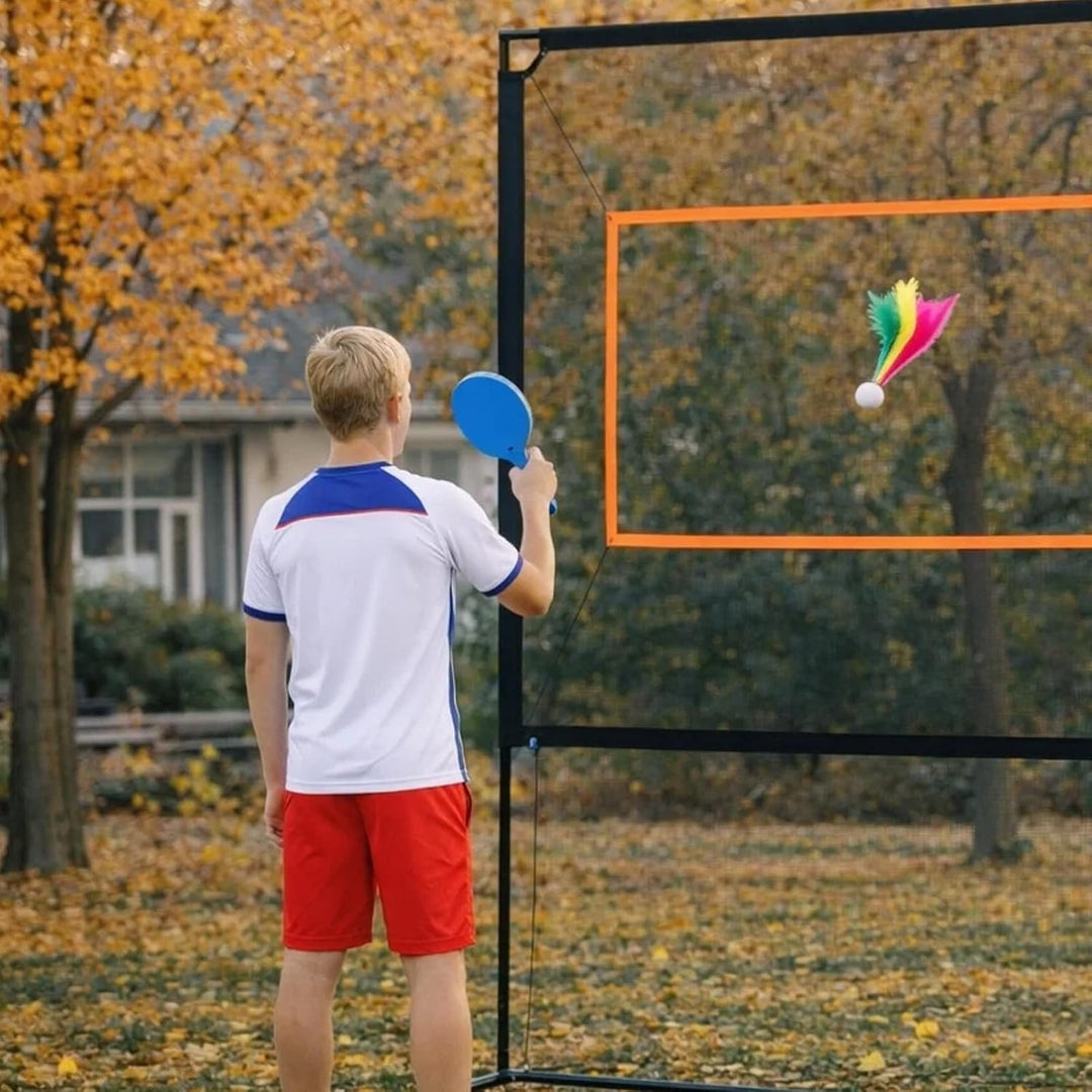 3-in-1 Tischtennis-Set mit Netz, Tragbares Tischtennis Set mit Schlägern, Federbällen &amp; Tischtennisb