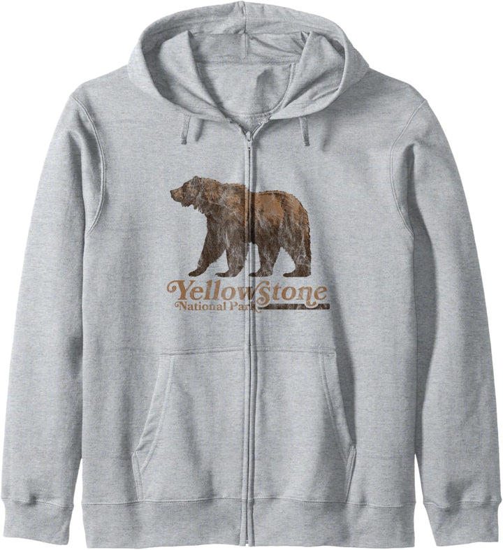 Vintage Yellowstone National Park Retro Grizzly Bear Kapuzenjacke
