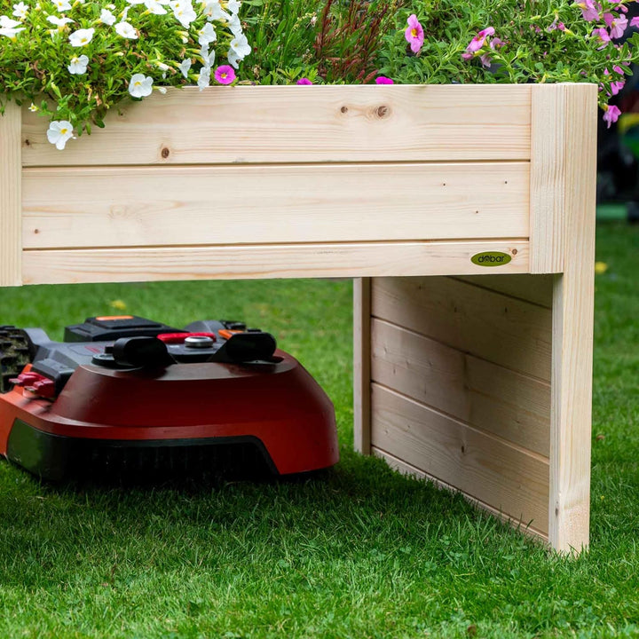 dobar® Grosse Mähroboter-Garage aus Holz mit Pflanzkasten inkl. Folie - Rasenmäher Garage - 79 x 73