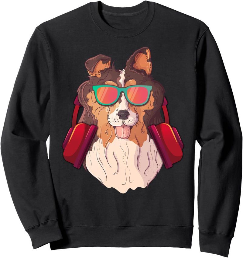 Langhaar Collie DJ Kopfhörer Headset Hund Besitzer Sweatshirt