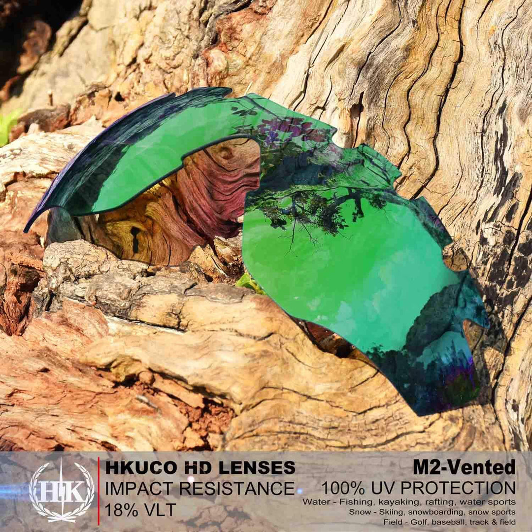 HKUCO Plus Mens Replacement Lenses For Oakley M2-Vented Black/Emerald Green Sunglasses