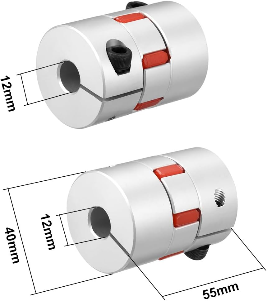 sourcing map Wellenkupplung 12mm bis 12mm Bohrung L55xD40 Flexibles Kupplungsgelenk für Servo Schrit