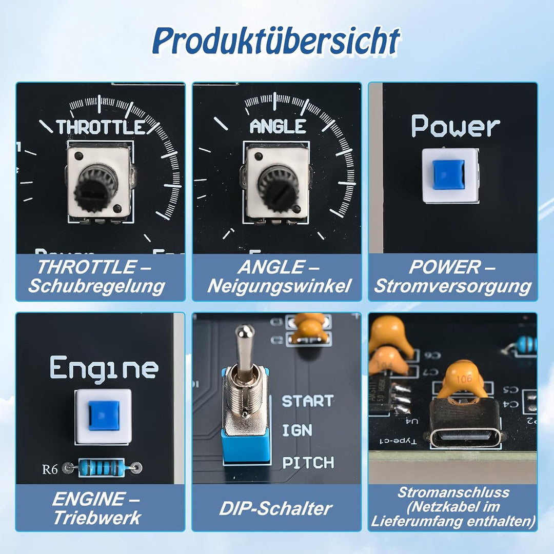 DIY Flugsimulator Lötbausatz mit LCD-Display, Soundeffekten & LED-Anzeigen, STEM Elektronikprojekt m