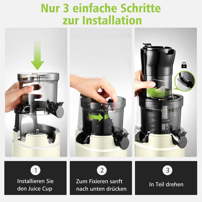 Aobosi Entsafter Slow Juicer Für Ganze Obst und Gemüse & BPA-Frei, Saftpresse Elektrisch Mit 80-mm Ö