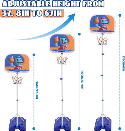 2-in-1-Mini-Basketballständer, Höhenverstellbar Tragbare Kinder-Basketballkorb 96–170 cm, Standfuss