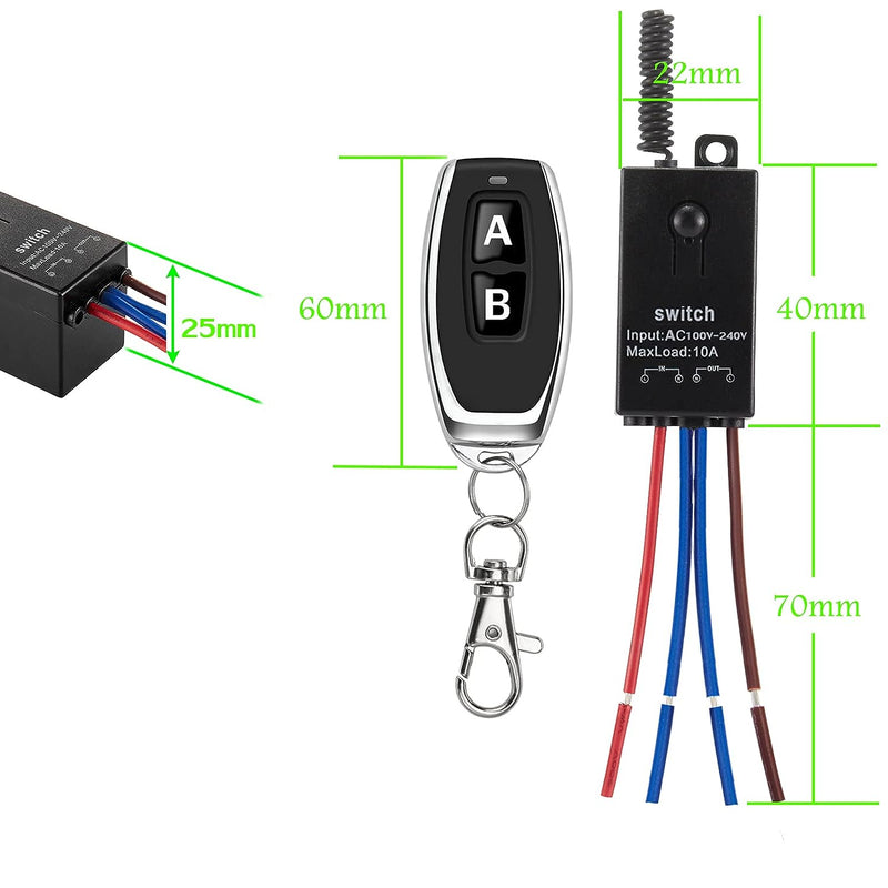 dstfuy relais mit fernbedienung,2-Wege Mini Wireless Licht Schalter AC 220V/230V/240V/10A Relais Fun