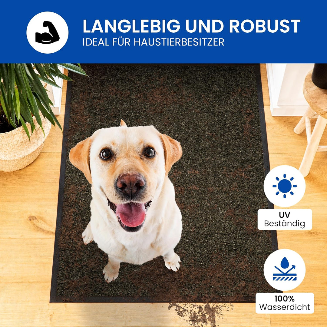 Gentle North Hochwertige Fussmatte Dunkelbraun 70x120cm gross für Innen & Aussen - Schmutzfangmatte