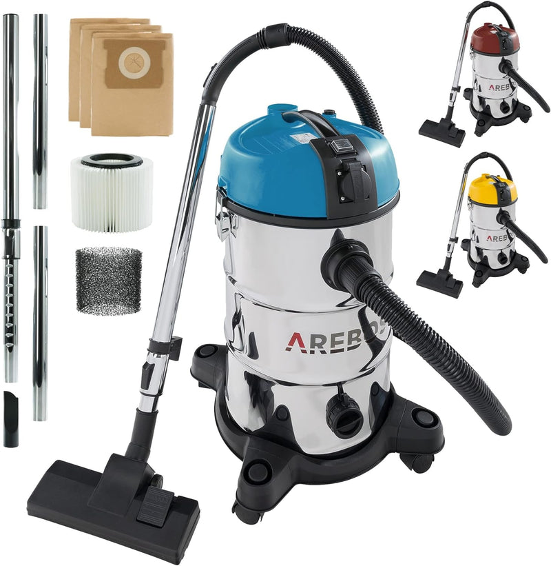 Arebos Industriestaubsauger 1300W | Nass- & Trockensauger | Mehrzwecksauger Wasser-Staubsauger | Wer