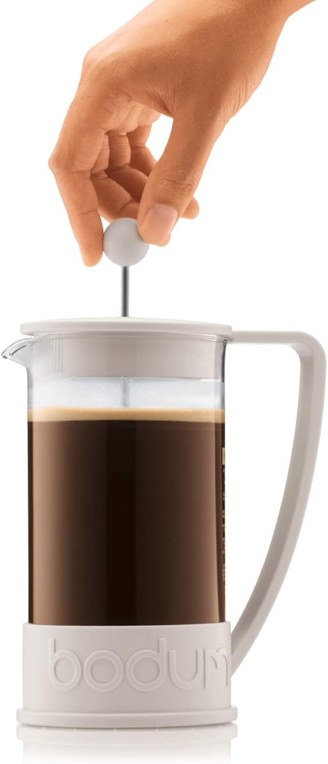 Bodum BRAZIL Kaffeebereiter (French Press System, Permanent Edelstahl-Filter, 0,35 liters) cremefarb