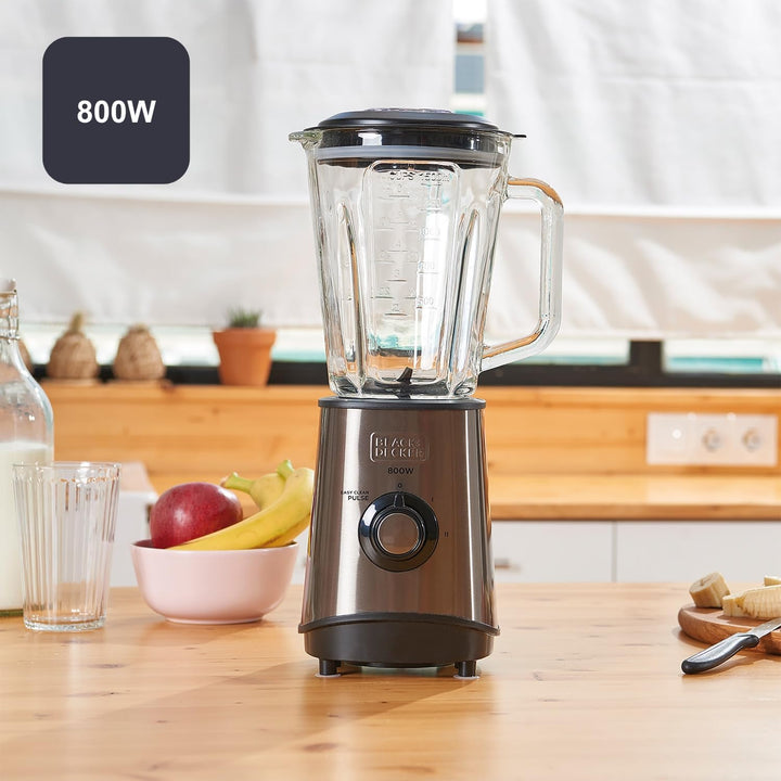 Black+Decker BXJB800E - Standmixer, 800W, 1,5 Liter, Edelstahl, grau 800W Edelstahl, 800W Edelstahl