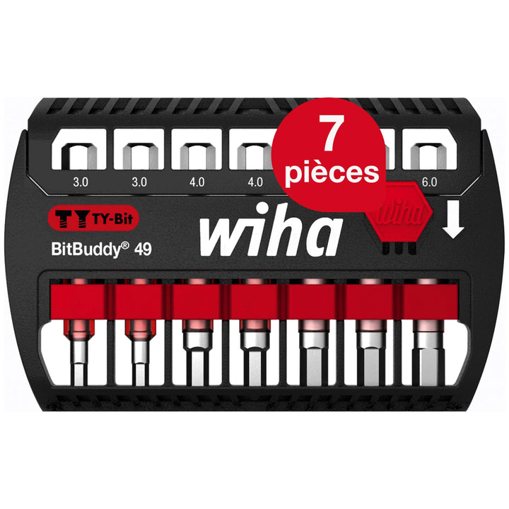 Wiha Bit Set BitBuddy 8-tlg. I TY-Bit 49 mm Sechskant 1/4" E6,3 I Zubehör für Schraubanwendungen I I