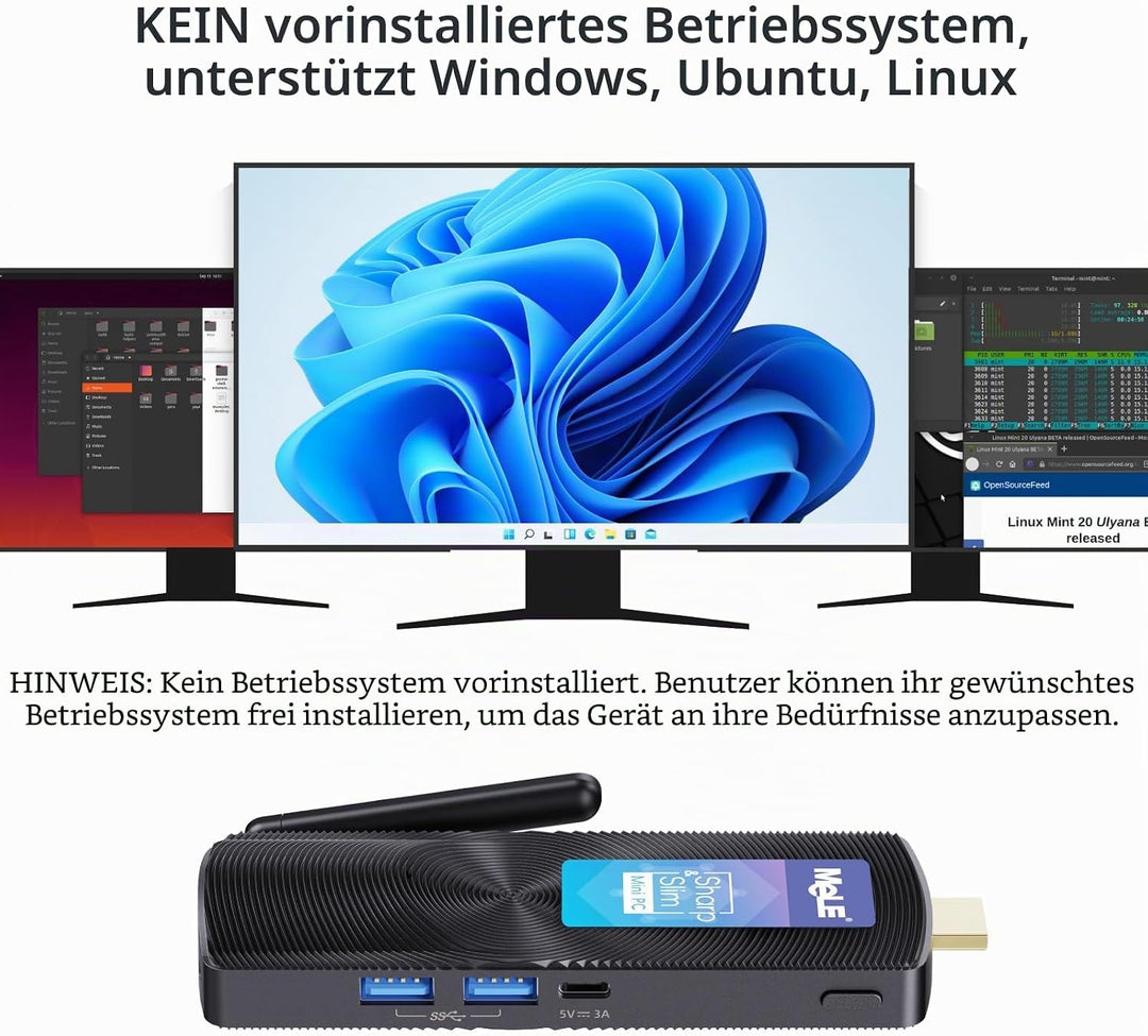 MeLE PCG02 – Mini-PC, ultrakompakt, ohne Lüfter, N100 8 GB, 128 GB, keine Knochen im Inneren, HDMI 4