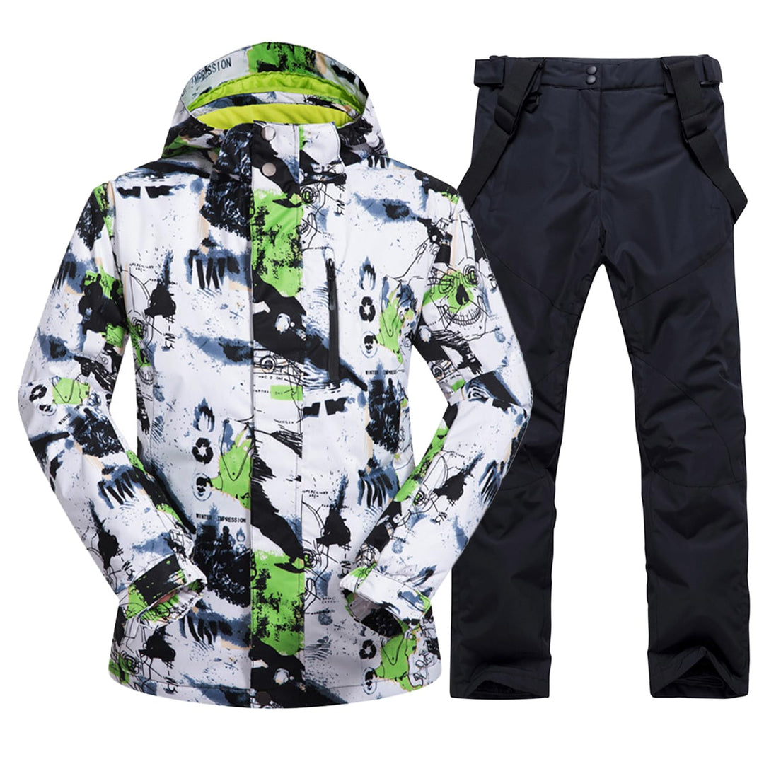 ALSOGO Herren Ski Jacke und Hosen Set Ski Anzug Winter Wasserdicht Winddicht Kapuze Schneemantel 2-S