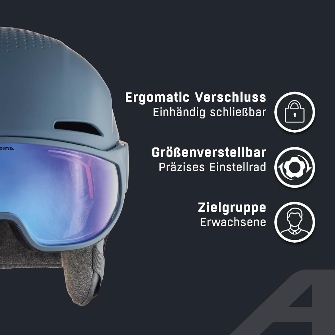 ALPINA Unisex - Erwachsene, ALTO V Skihelm ink matt 51-55 cm, ink matt 51-55 cm