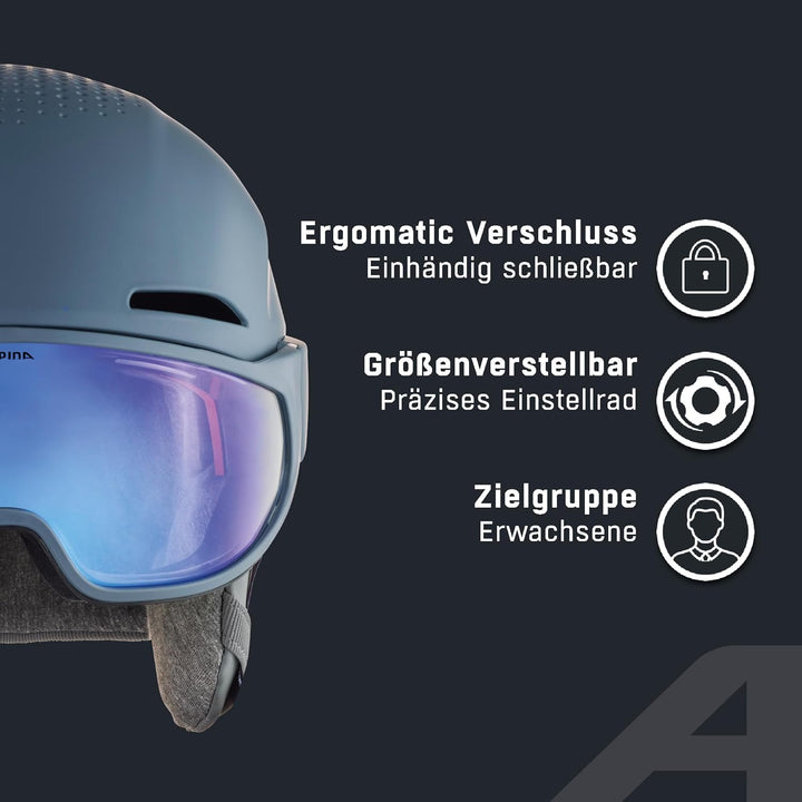 ALPINA Unisex - Erwachsene, ALTO V Skihelm ink matt 51-55 cm, ink matt 51-55 cm
