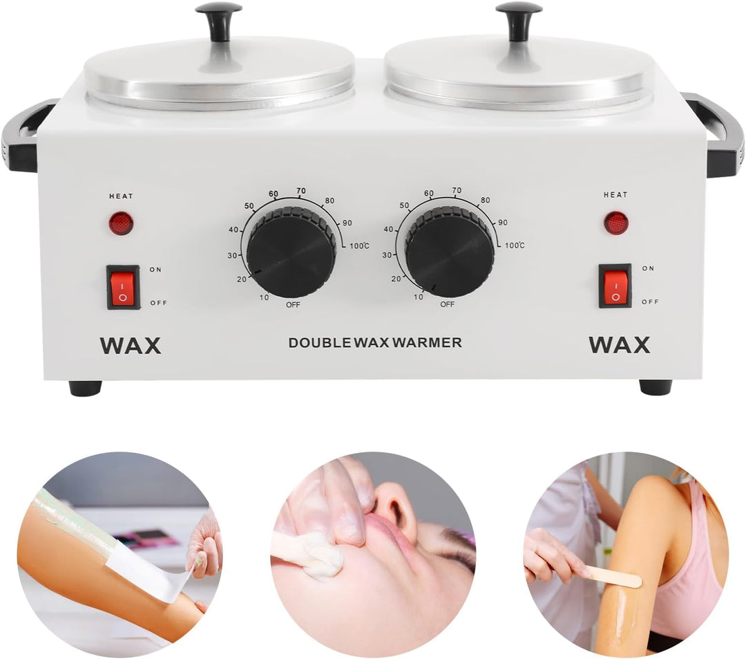 200W Wax Maschine, Elektrischer Doppeltopf-Wachswärmer 2x 400ml, Temperaturregelung 0-100°C für Waxi