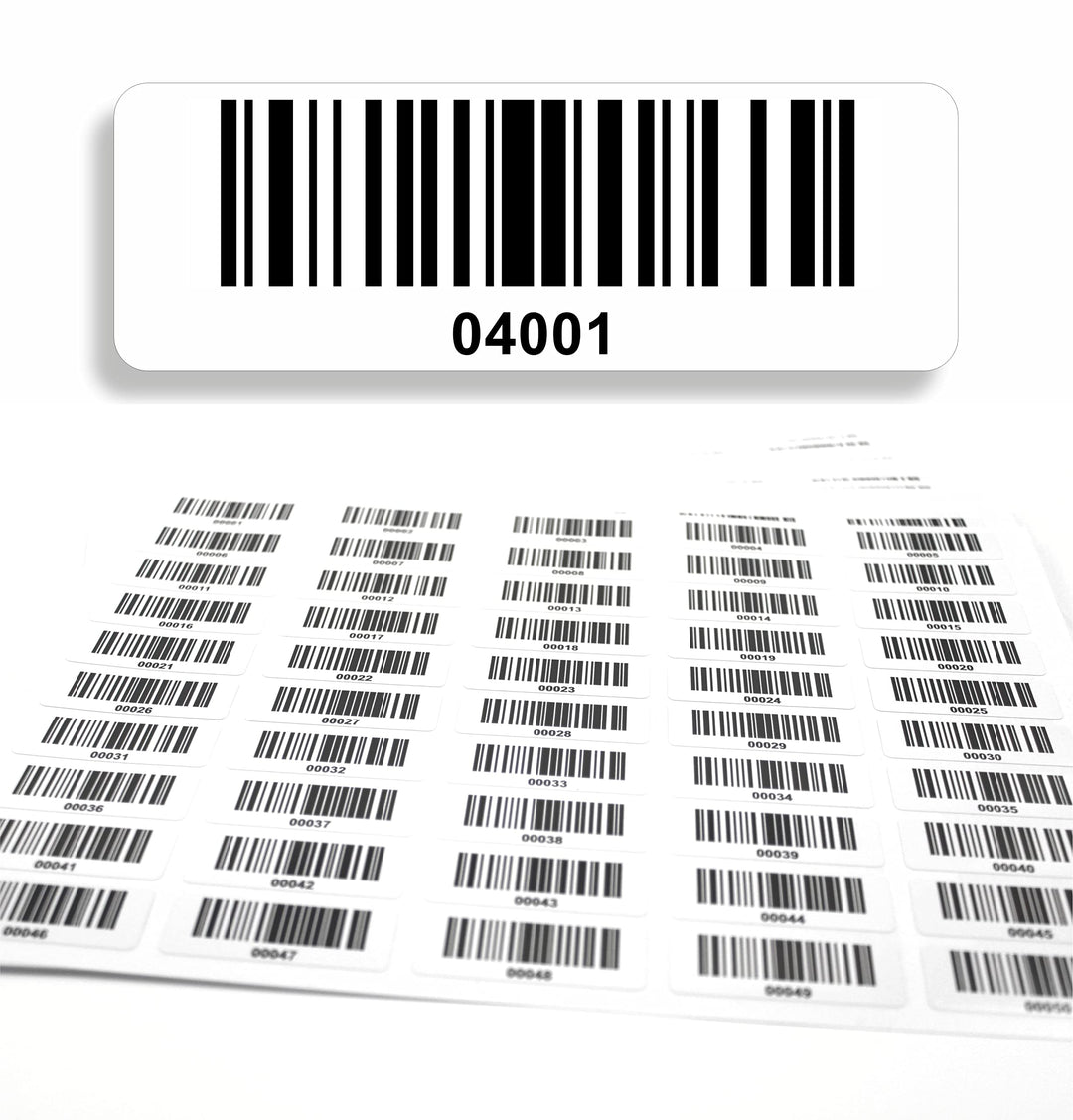 Barcodeetiketten 4001-5000 fortlaufend 5-stellig DGUV Prüfung Barcode Etiketten 1.000 Stck Strichcod