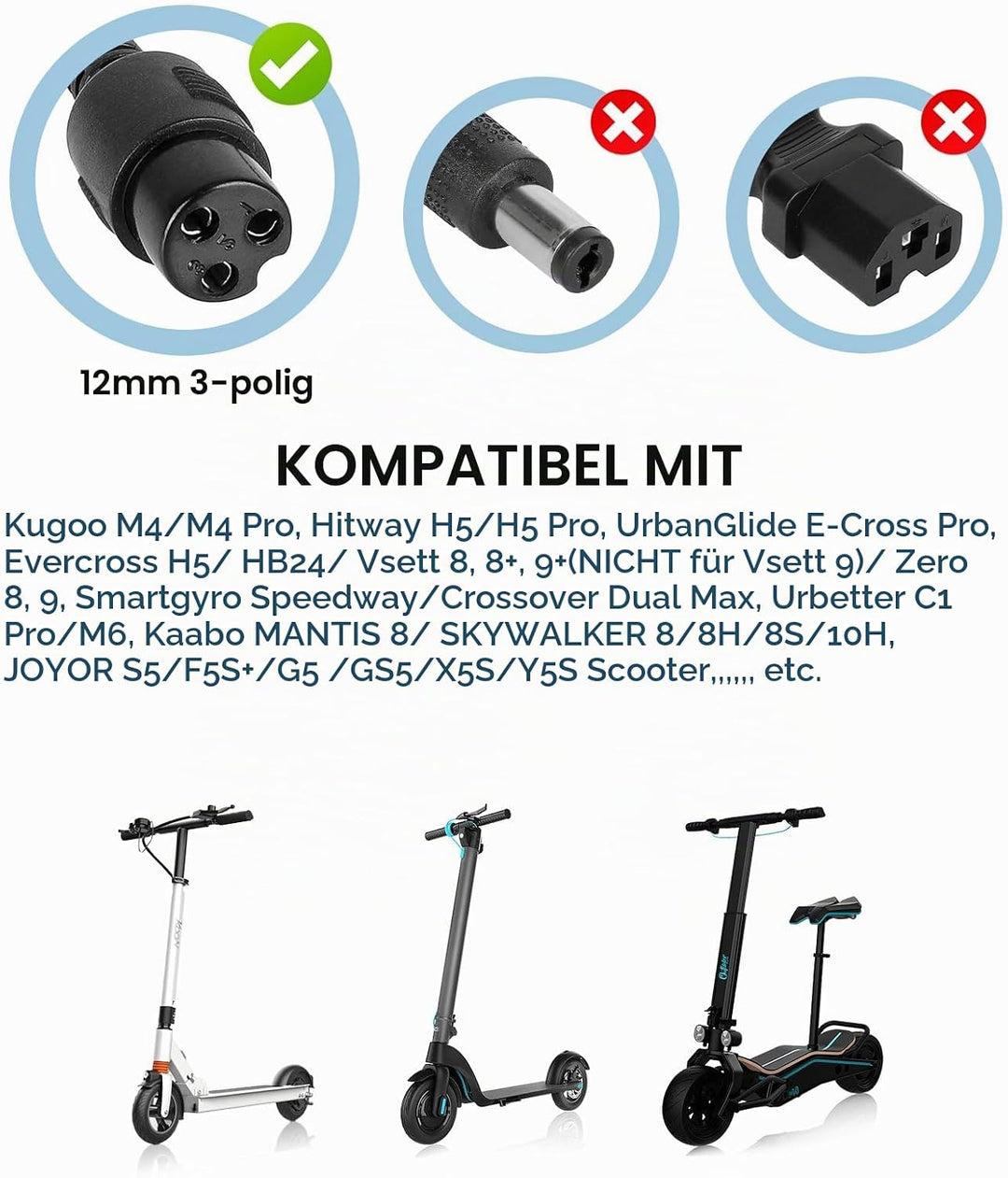 54.6V 2A Ladegeräte für Elektroroller für Kugoo M4/M4 Pro，UrbanGlide E-Cross Pro，48V E Scooter Unive