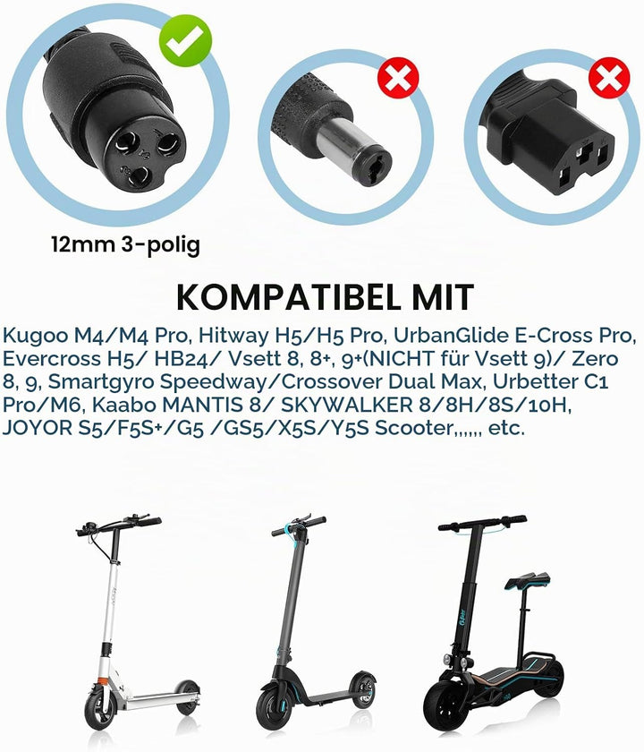 54.6V 2A Ladegeräte für Elektroroller für Kugoo M4/M4 Pro，UrbanGlide E-Cross Pro，48V E Scooter Unive
