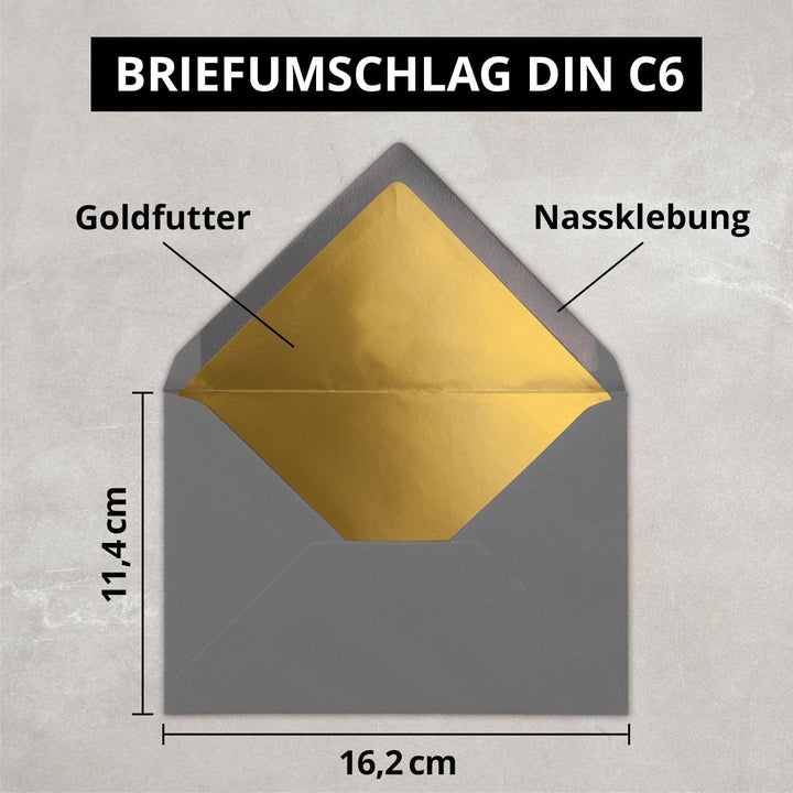 Kuverts Graphit-Grau - 100 Stück - Brief-Umschläge DIN C6-114 x 162 mm - 11,4 x 16,2 cm - Nassklebun