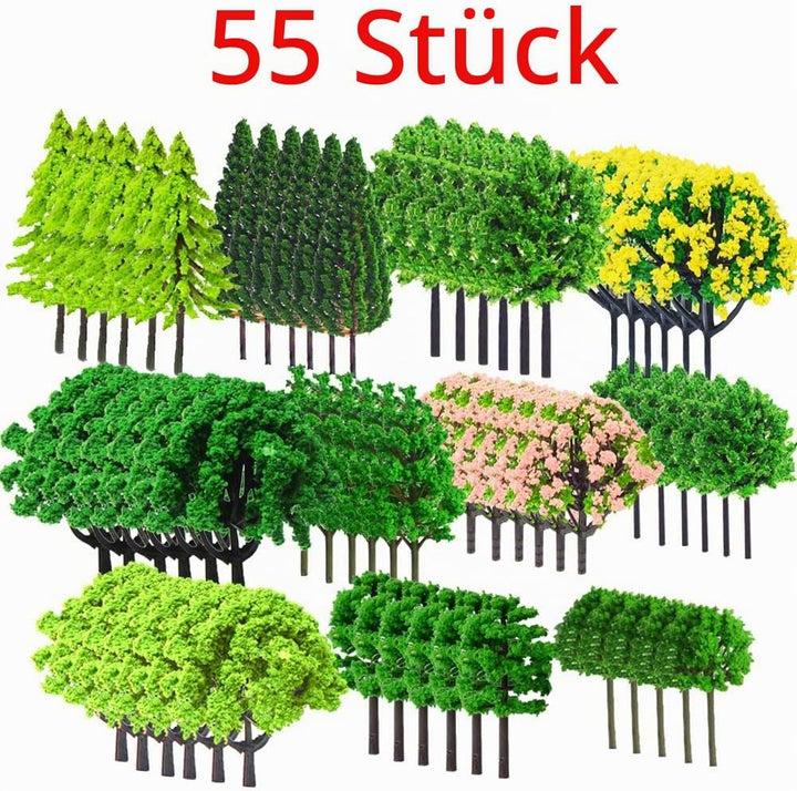 Modellbau Bäume 55 Stück Landschaft Modell Bäume Miniatur Bäume und Büsche Gemischte Architektur Bäu