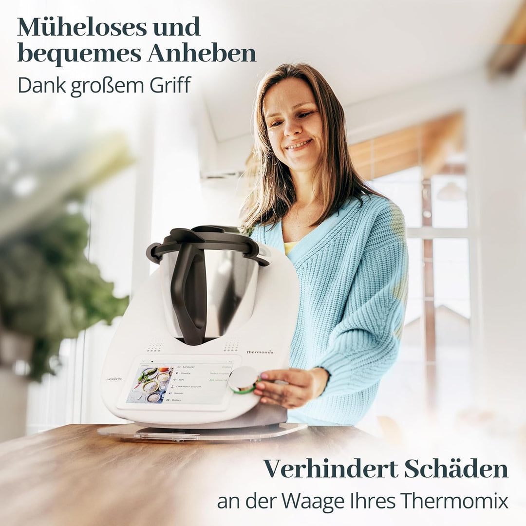 Gleitbrett für Thermomix TM6 TM5 | Transparentes Premium Acrylglas | Müheloses Verschieben ohne Besc
