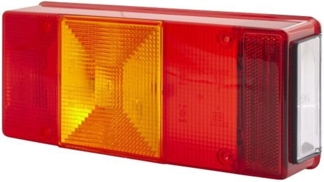 HELLA - Heckleuchte - Glühlampe - 12V - Anbau - Lichtscheibenfarbe: rot/gelb - Stecker: Flachstecker