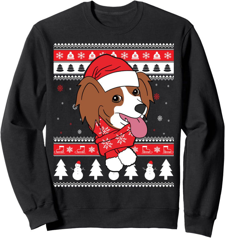 Kontinentale Zwergspaniel Hässliche Weihnachten Hund Sweatshirt