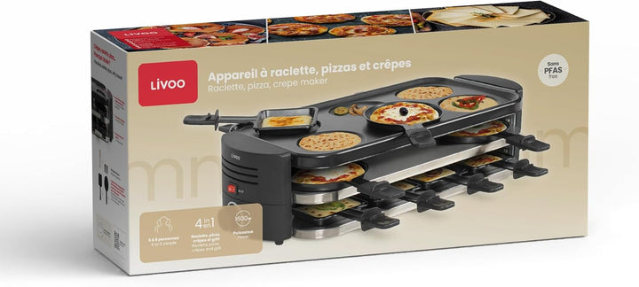 Macchina Per Raclette, Pizza E Crepes Per 8 Persone - Livoo - Doc337