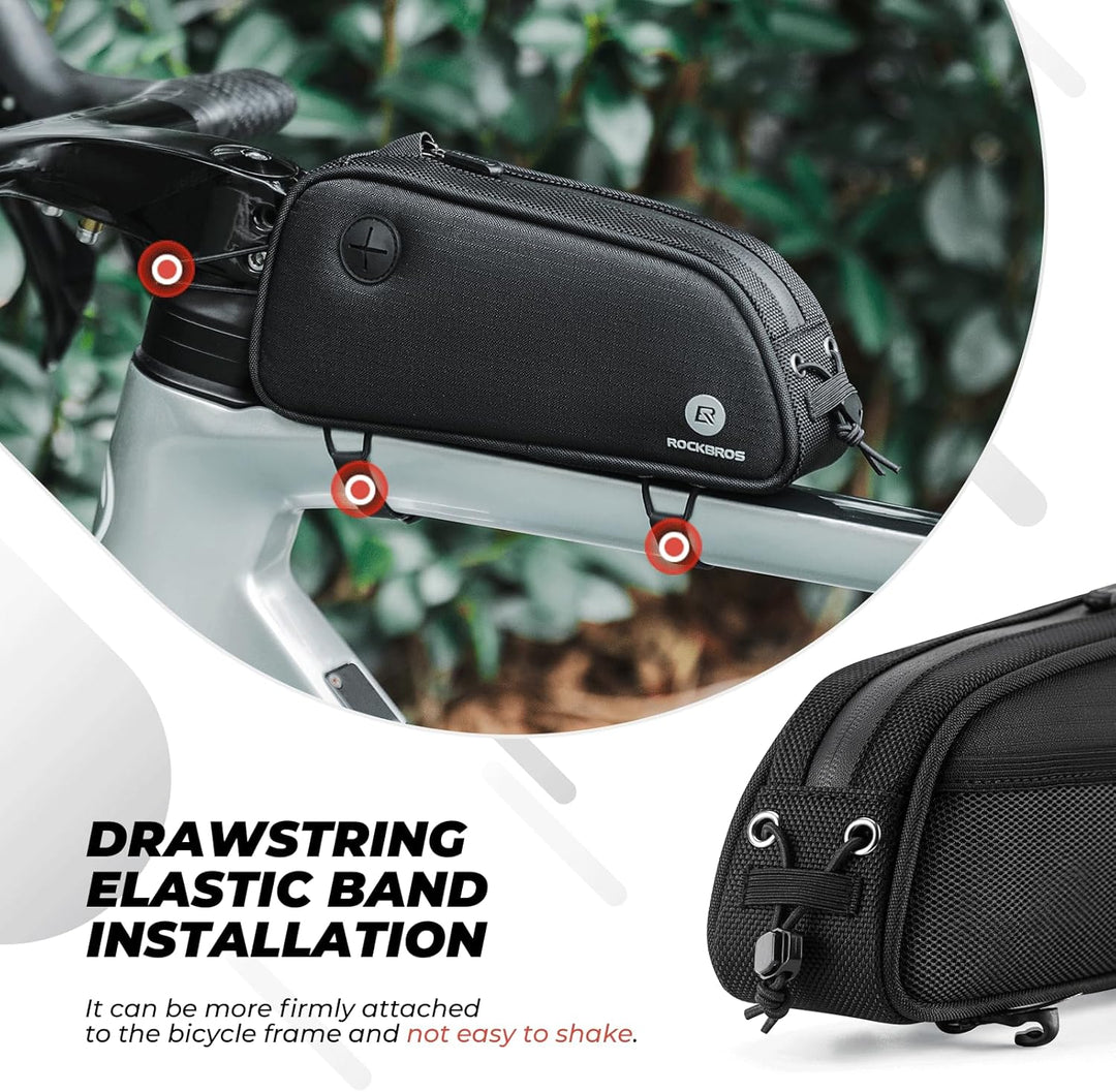 ROCKBROS Fahrrad Rahmentasche Fahrradtasche für Fahrradrahmen 1.3L MTB Oberrohrtasche mit Reflektier