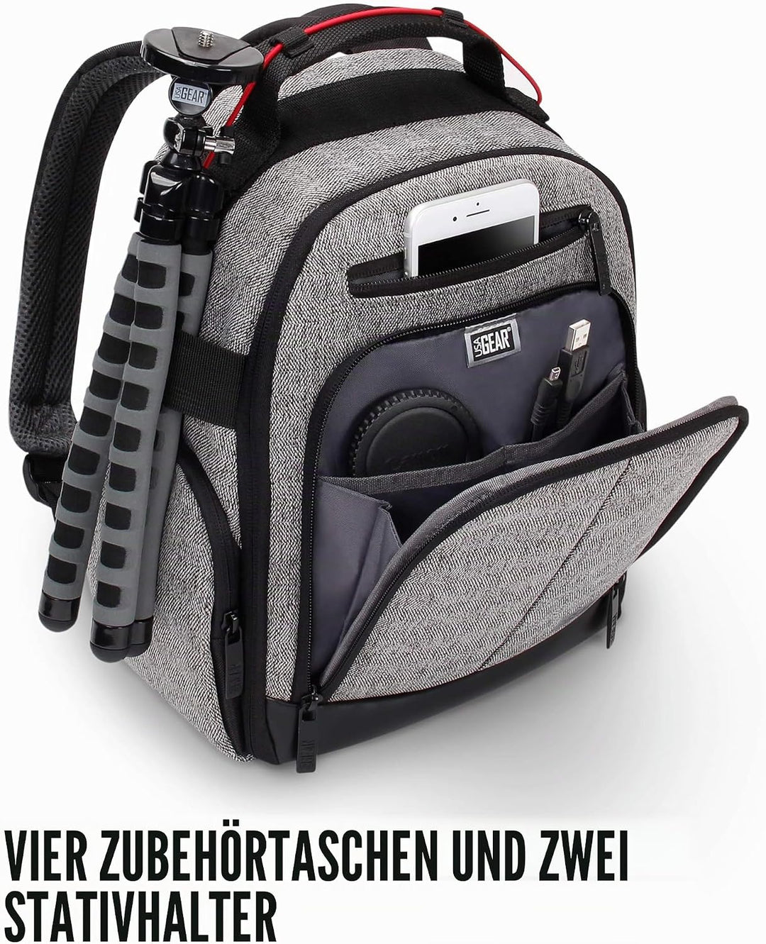 USA Gear DSLR Kamerarucksack, Kameratasche, Kamera Fotorucksack für Spiegelreflexkamera mit Kundenge