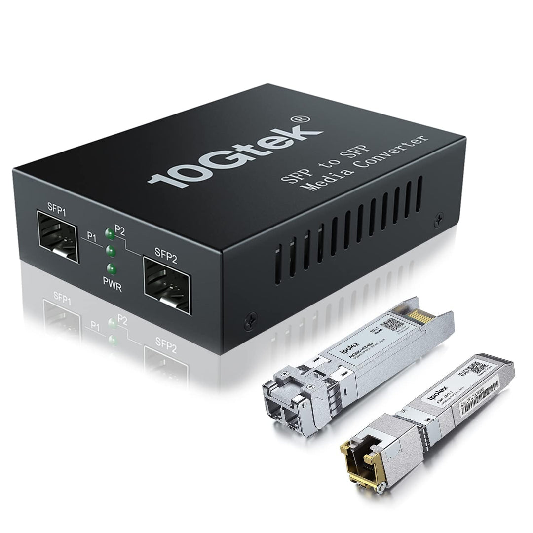 ipolex SFP+ Medienkonverter G0200-SFP (Kit #31), 10GBase-T Reichweite 30 Meter, SFP+ SR Modul, 300 m