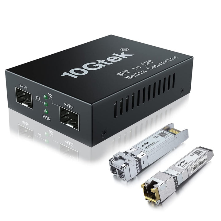 ipolex SFP+ Medienkonverter G0200-SFP (Kit #31), 10GBase-T Reichweite 30 Meter, SFP+ SR Modul, 300 m