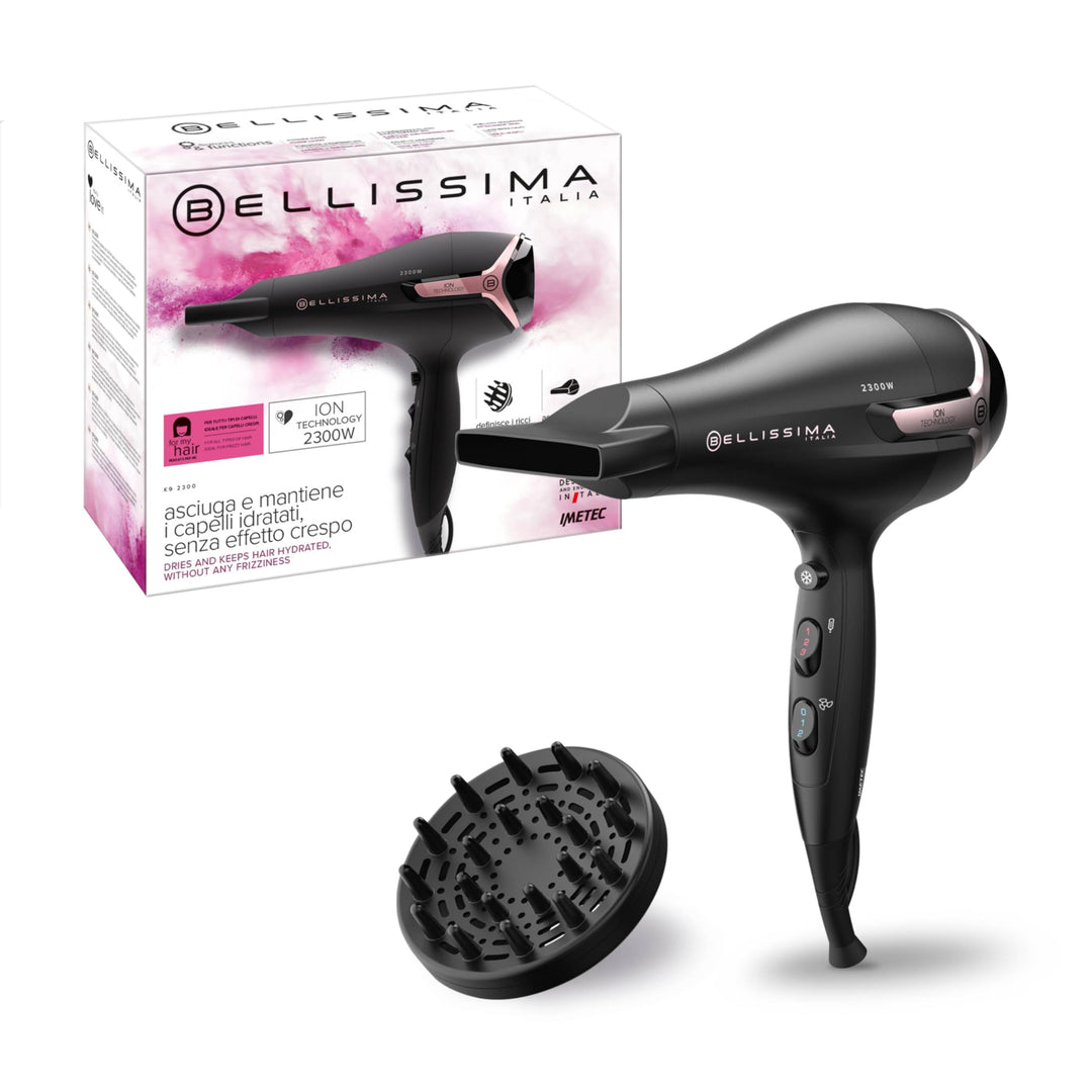 Bellissima Haartrockner K9 2300 hält das Haar mit Feuchtigkeit ohne Friseffekt, 2300 W, Ionen-Techno
