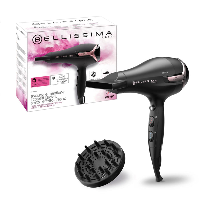 Bellissima Haartrockner K9 2300 hält das Haar mit Feuchtigkeit ohne Friseffekt, 2300 W, Ionen-Techno