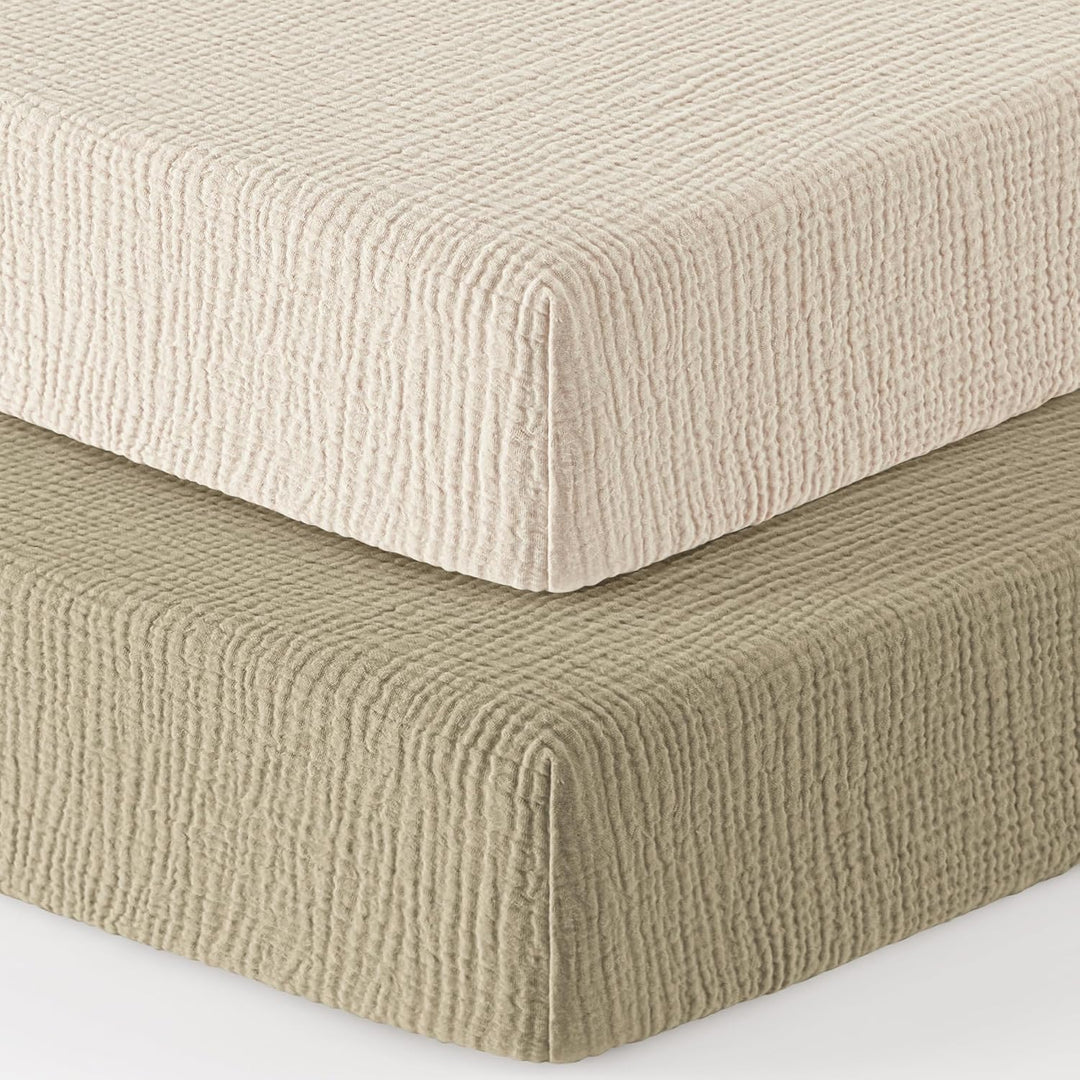 Bearmoss 2er Set Kinder Spannbettlaken,Musselin-Bettlaken 100% Baumwolle Baby-Bettlaken 60x120cm/140