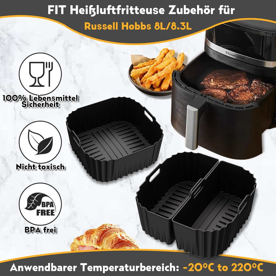 Airfryer Silikonform Heissluftfritteuse, Airfryer Zubehör für Russell Hobbs Heissluftfritteuse XXL 8
