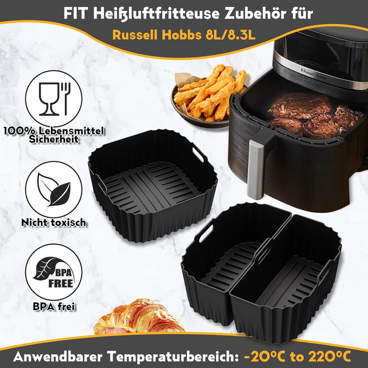 Airfryer Silikonform Heissluftfritteuse, Airfryer Zubehör für Russell Hobbs Heissluftfritteuse XXL 8